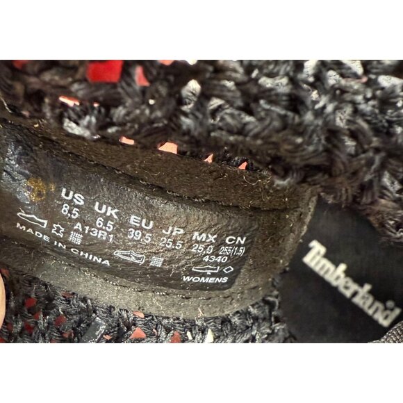 Timberland A13R1 Women's Black Leather Open Weave Ankle Combat Boots Size 8.5 - Picture 6 of 11